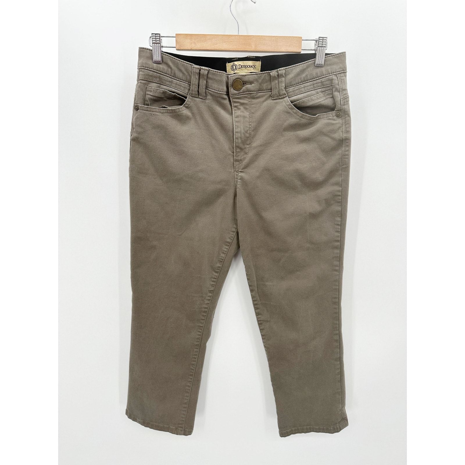 Democracy Pants Women 10 Petite Brown Ab Technology Stretch Waist Cargo